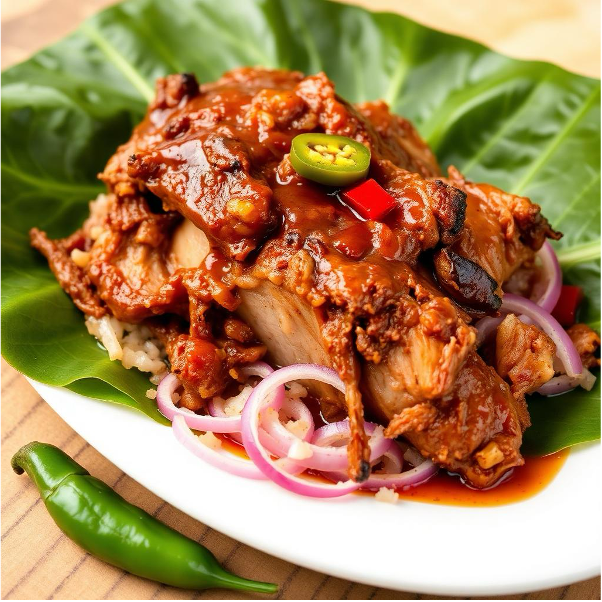 Cochinita pibil con cebolla morada y chile